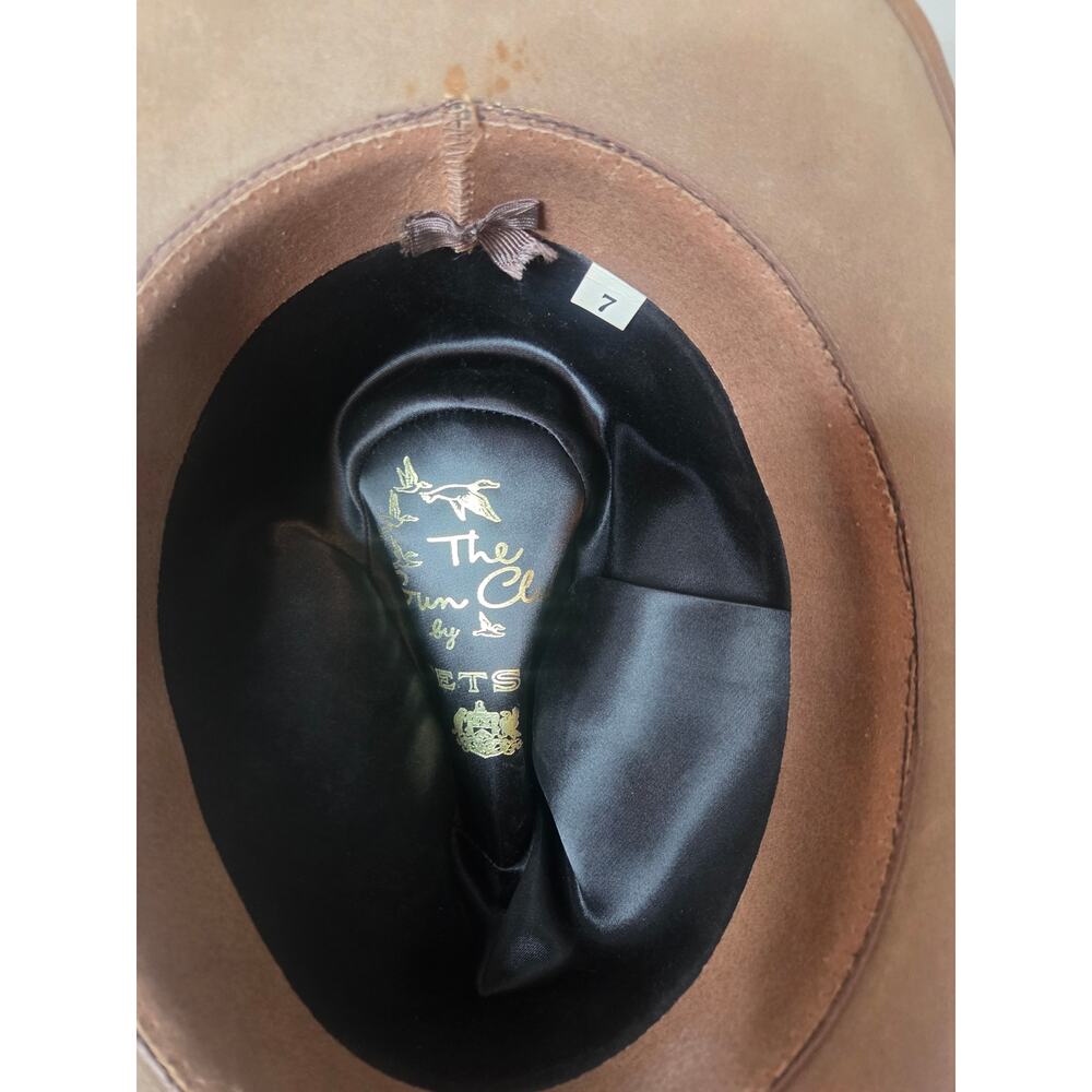 Stetson 'The Gun Club' Feathered Hatband Felt Western Fedora Hat Brown Size 7 - Picture 4 of 4
